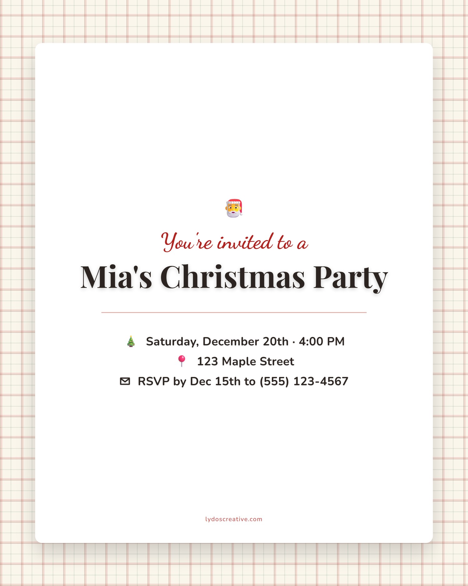 Cozy Plaid Christmas party invitation