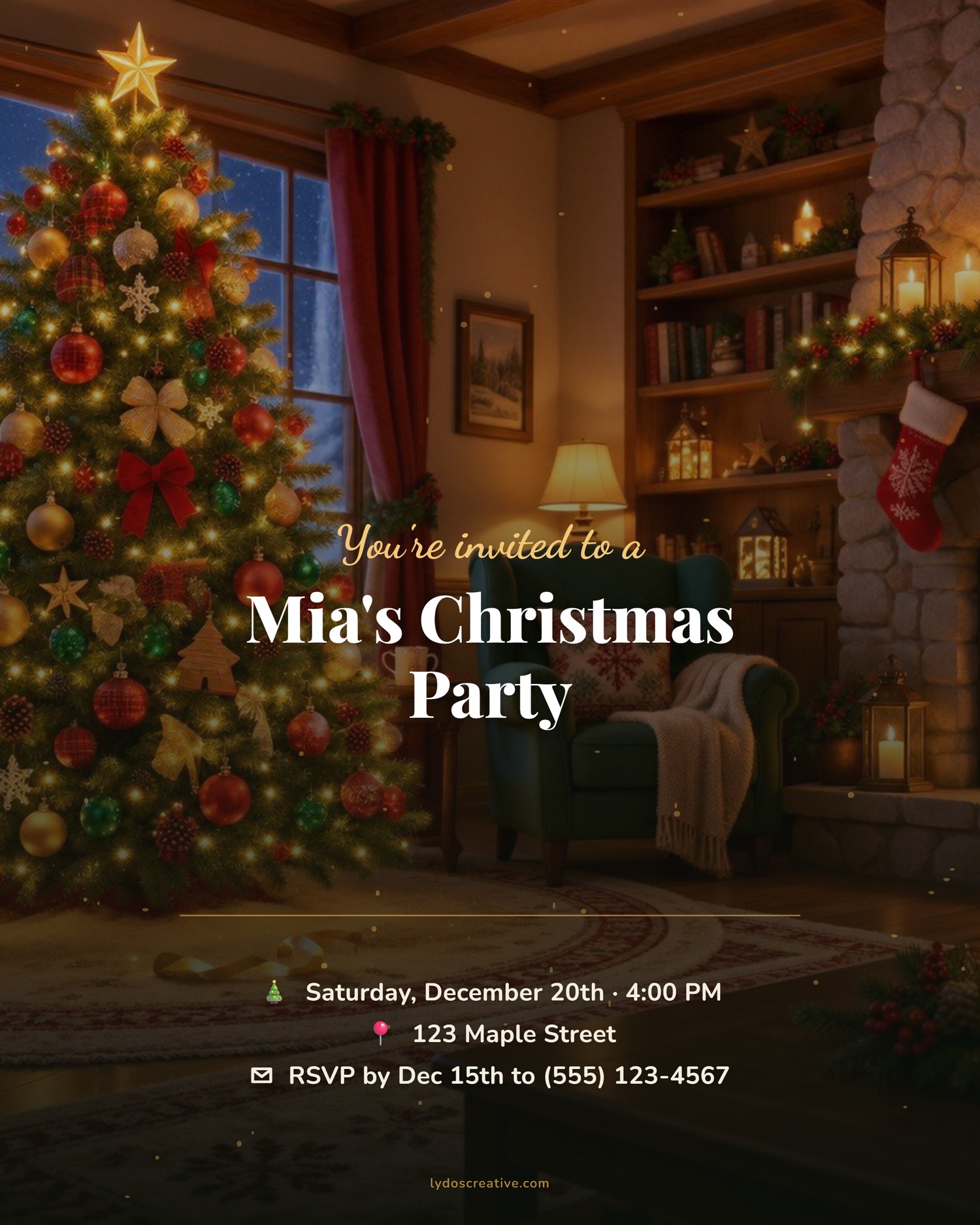 Photo Warm Christmas party invitation